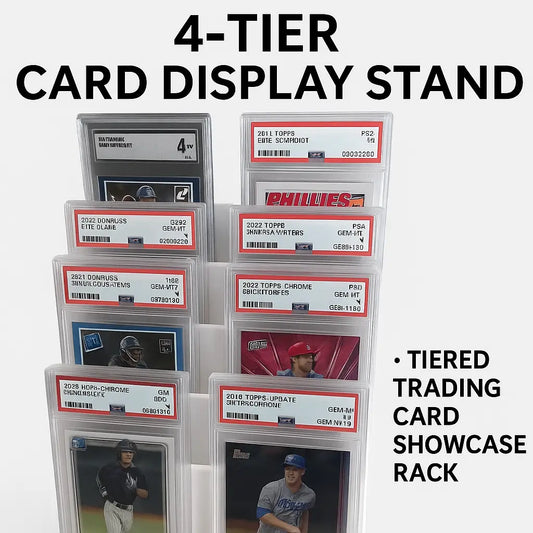 White 4-Tier Card Display Stand for PSA and SGC Slabbed Cards Sports Collectibles