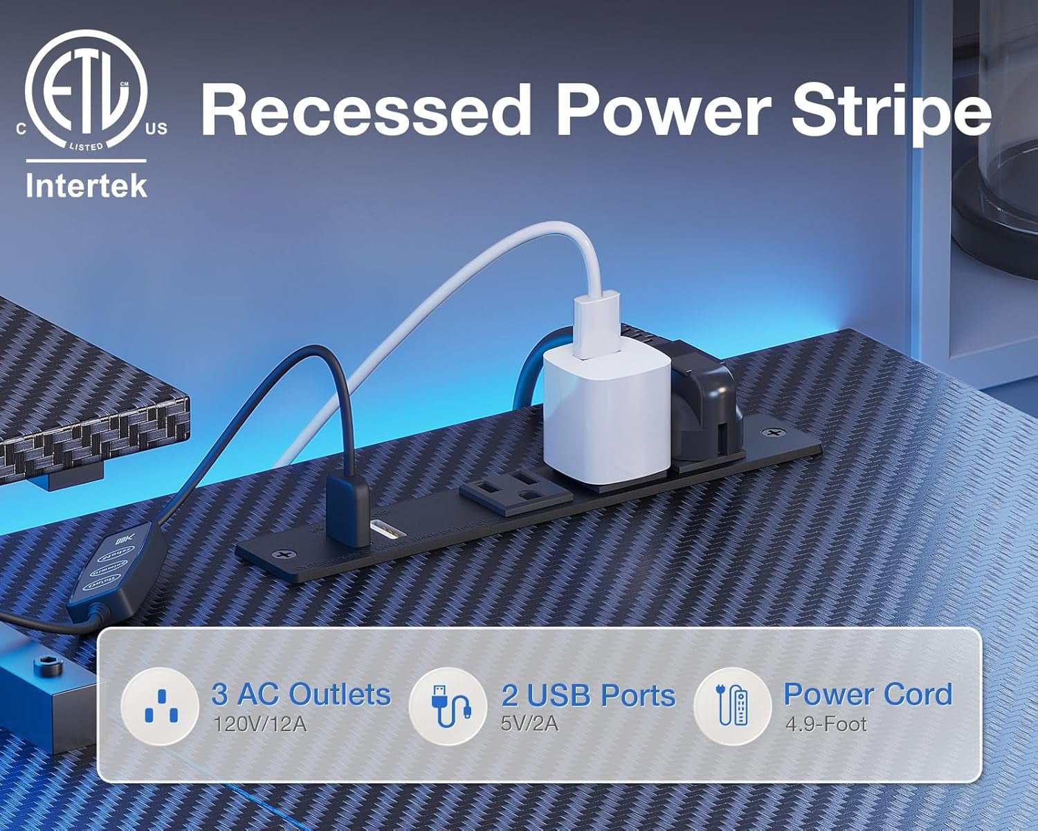 40 Inch Gaming Desk with USB Power Outlets and LED Lights, Reversible L Shaped Computer Desk with Storage Shelves & Monitor Stand, Corner Home Office Desk Table, Carbon Fiber Surface, Black-4