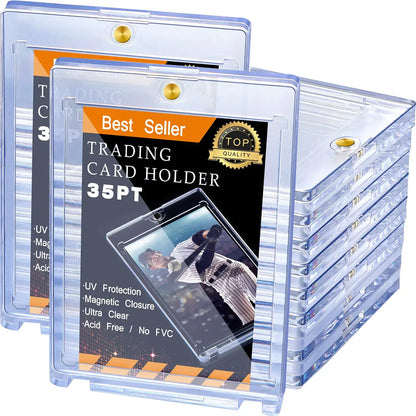 Magnetic card holder for trading cards with secure magnetic closure in a 40-piece set