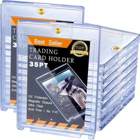 Magnetic card holder for trading cards with secure magnetic closure in a 40-piece set