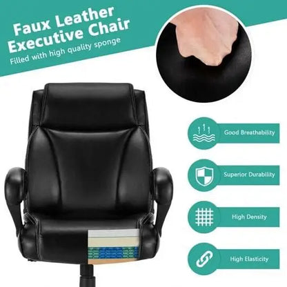 400 Pounds Big and Tall Adjustable High Back Leather Office Chair - Big and Tall Chairs