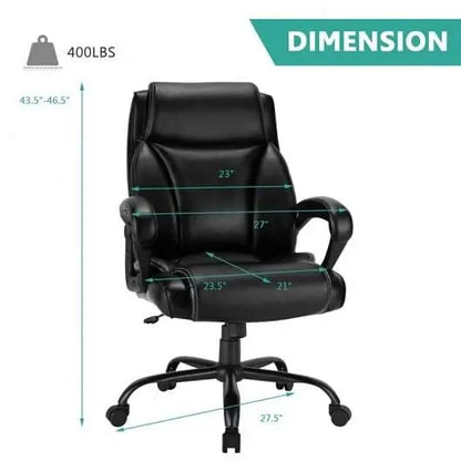 400 Pounds Big and Tall Adjustable High Back Leather Office Chair - Big and Tall Chairs