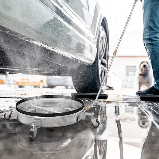 4000PSI Pressure Washer Surface Cleaner Stainless Steel with Casters - Color:Silver - Pressure Washer