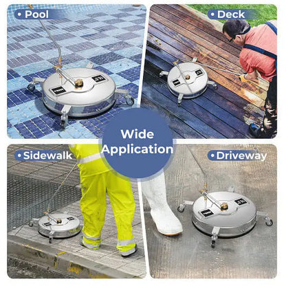 4000PSI Pressure Washer Surface Cleaner Stainless Steel with Casters - Color:Silver - Pressure Washer