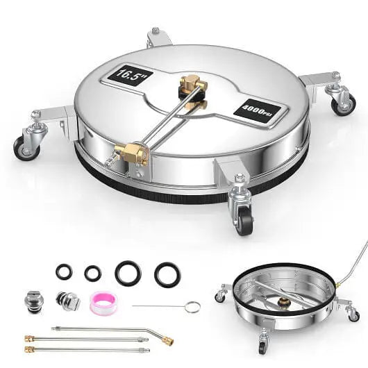 4000PSI Pressure Washer Surface Cleaner Stainless Steel with Casters - Color:Silver - Pressure Washer