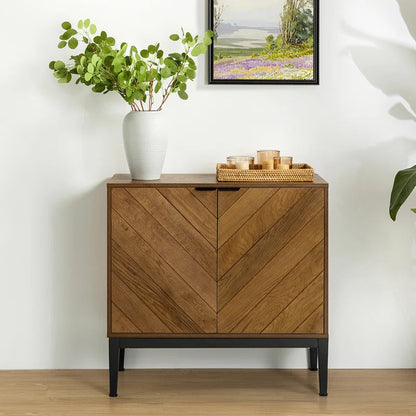 Tall 2 Door Rustic Herringbone Accent Cabinet Design-0