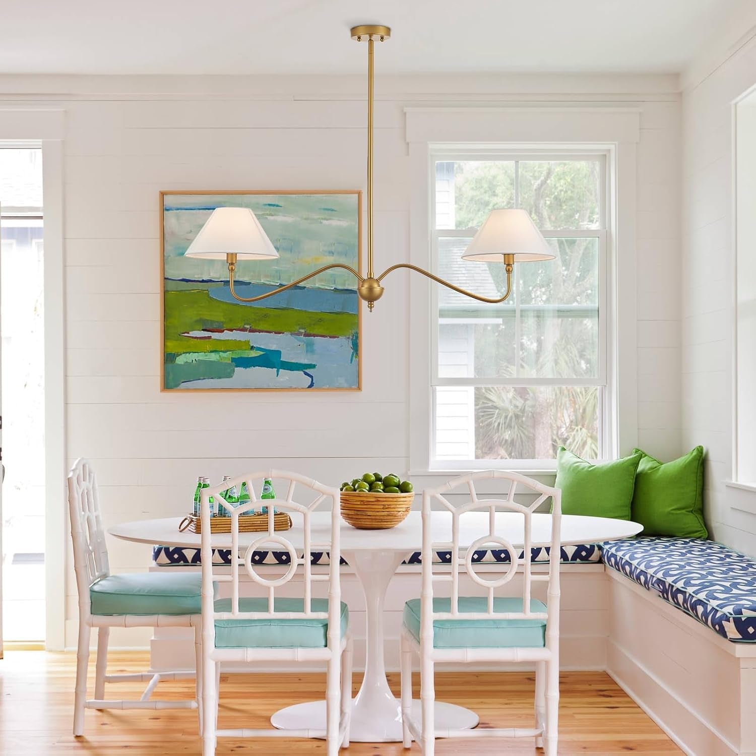 Goldtone Linear Chandelier 2Light For Kitchen Island-1