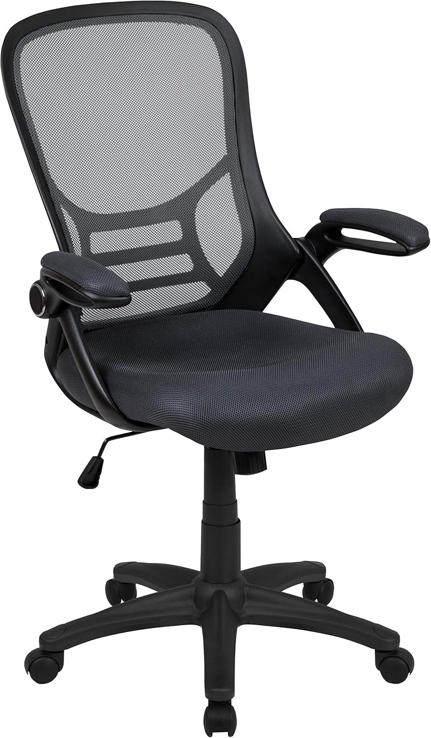 Porter High-Back Swivel Office Chair with Adjustable Lumbar Support and Seat Height, Ergonomic Mesh Desk Chair with Flip-Up Armrests, Black-0