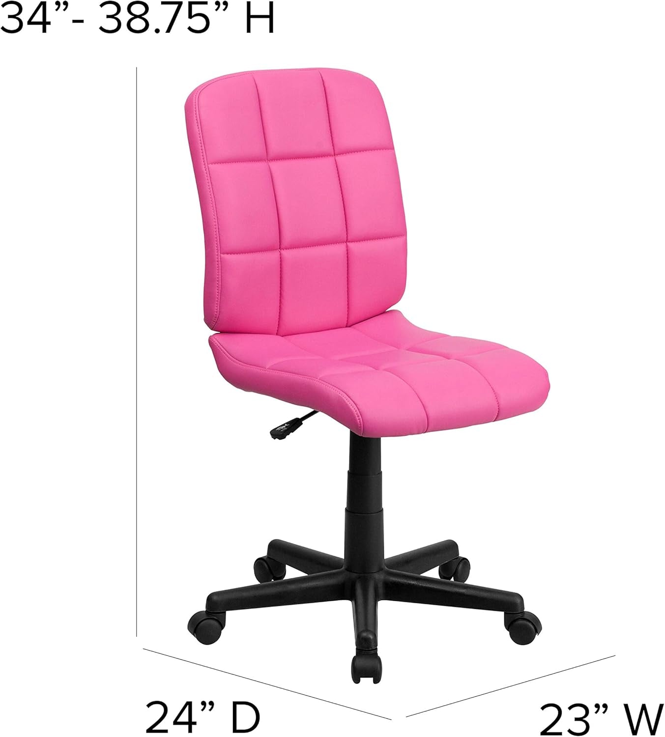 Clayton Mid-Back Pink Quilted Vinyl Swivel Task Office Chair-2