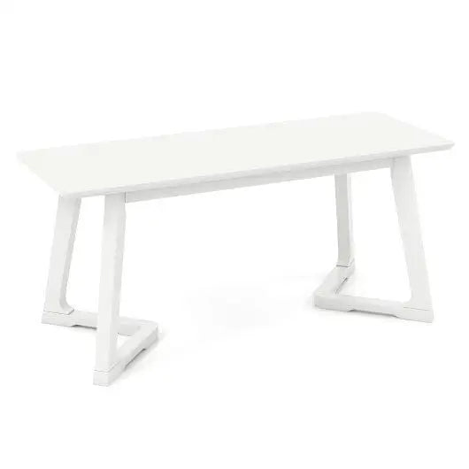 42 Inch Modern Entryway Bench Long Dining Bench with Rubber Wood Legs-White - Color:White, Size:42 inches - Shoe Racks