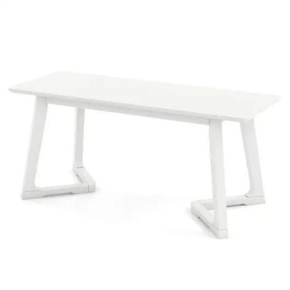 42 Inch Modern Entryway Bench Long Dining Bench with Rubber Wood Legs-White - Color:White, Size:42 inches - Shoe Racks