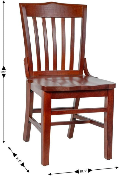 Hercules Series School House Back Wood Restaurant Chair, Classic Armless Dining Chair for Restaurants/Kitchens, Mahogany Wood Finish-2