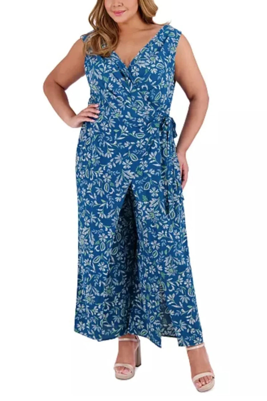 London Times Sleeveless Jumpsuits Polka Dot -OR- Floral