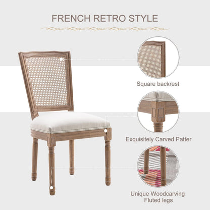 French Dining Chairs Set of 4, Louis Dining Chairs with Square Backrest and Exquisitely Carved Solid Wood Frame for Living Room, Kitchen, Restaurant-2