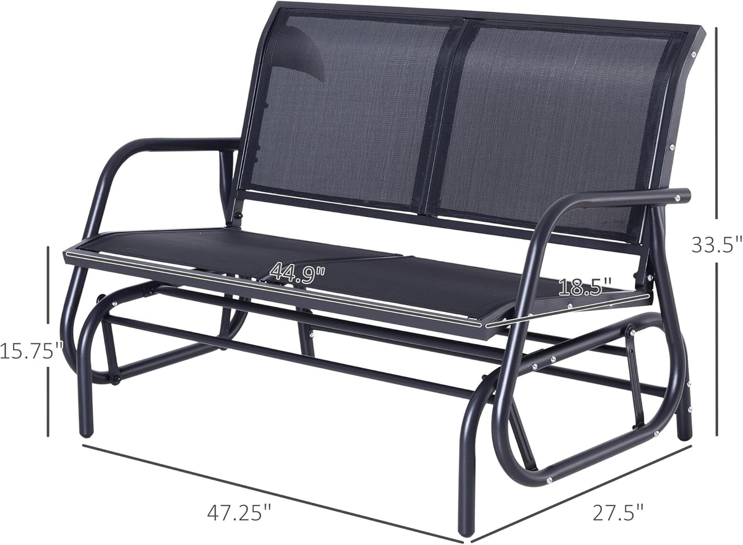 Two Person Outdoor Glider Bench with Steel Frame-2