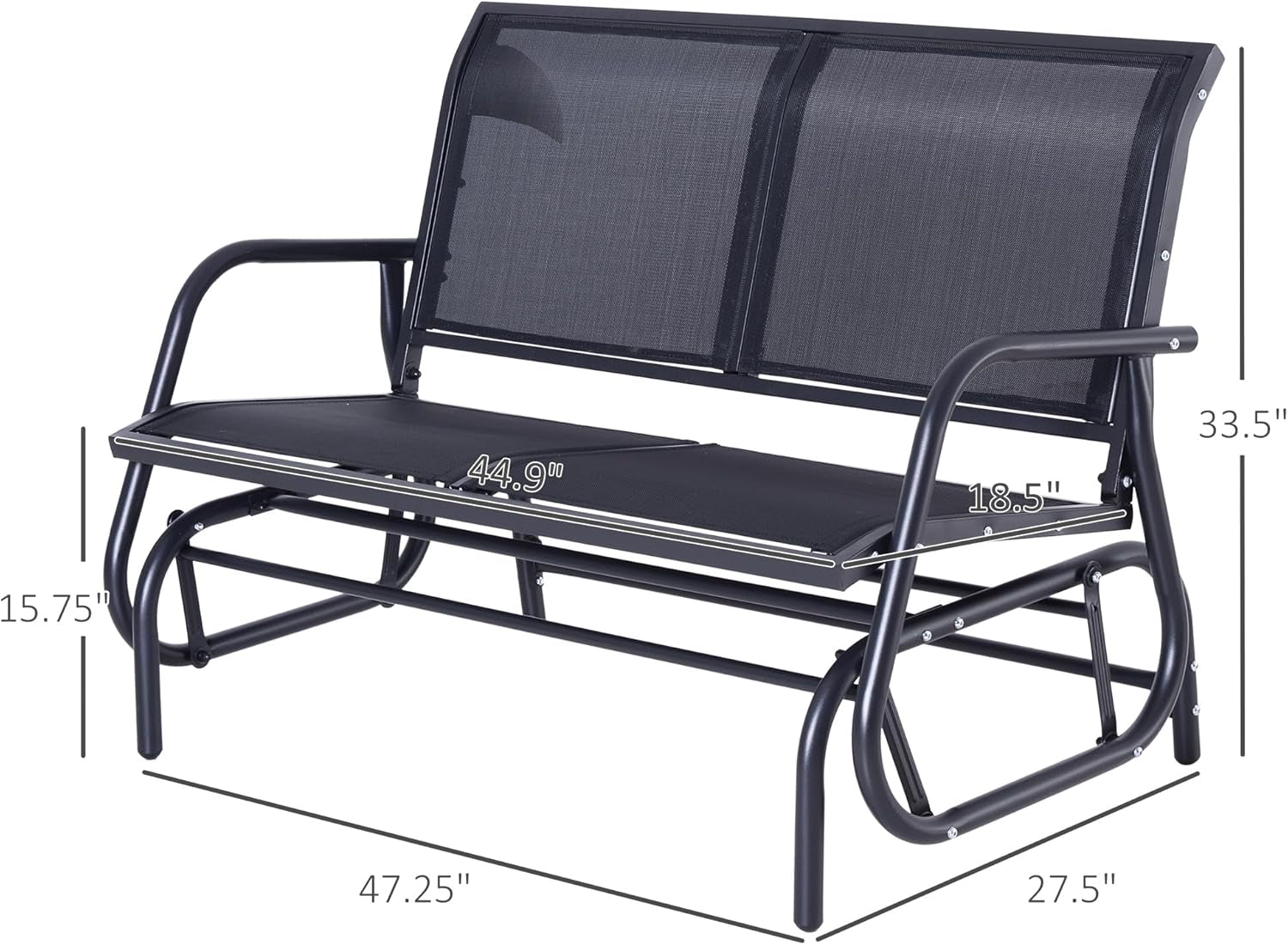 Two Person Outdoor Glider Bench with Steel Frame-2