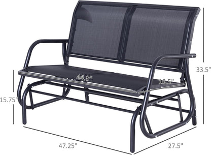 Two Person Outdoor Glider Bench with Steel Frame-2