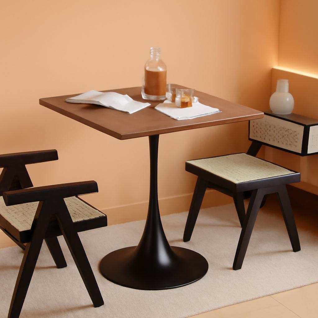 Walnut Finish Tulip Contemporary Dining Table Couple-0