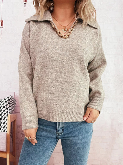 Ribbed Hem Raglan Sleeve Sweater