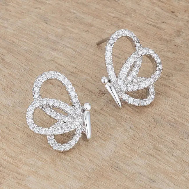 .45 Ct CZ Butterfly Stud Earrings - Earrings