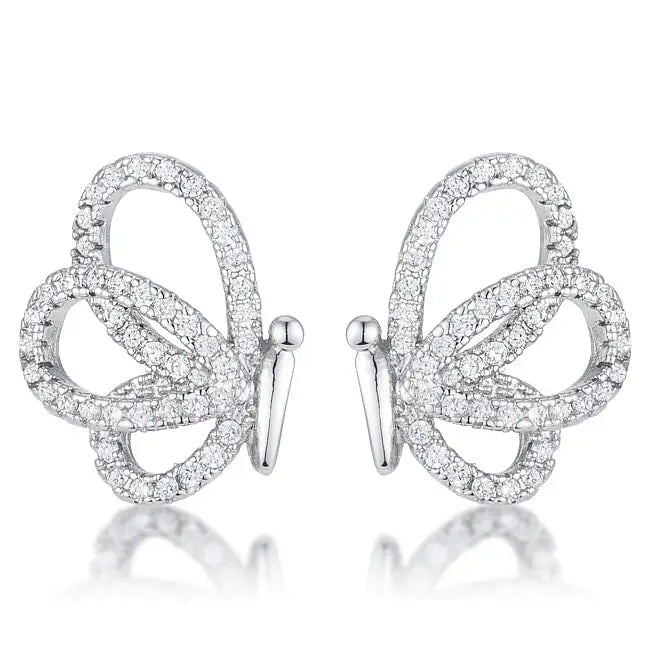 .45 Ct CZ Butterfly Stud Earrings - Earrings