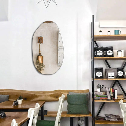 Irregular Wall Mirror Asymmetrical Bathroom Mirror Frameless Mirror for Living Room Entryway Bedroom, 19.5 X 33.5-2