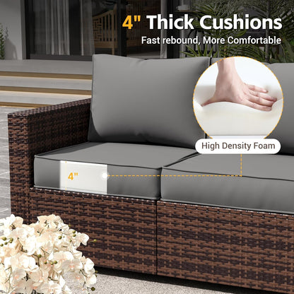 Outdoor Wicker Rattan Sofa Set for Patio Enjoyment-4