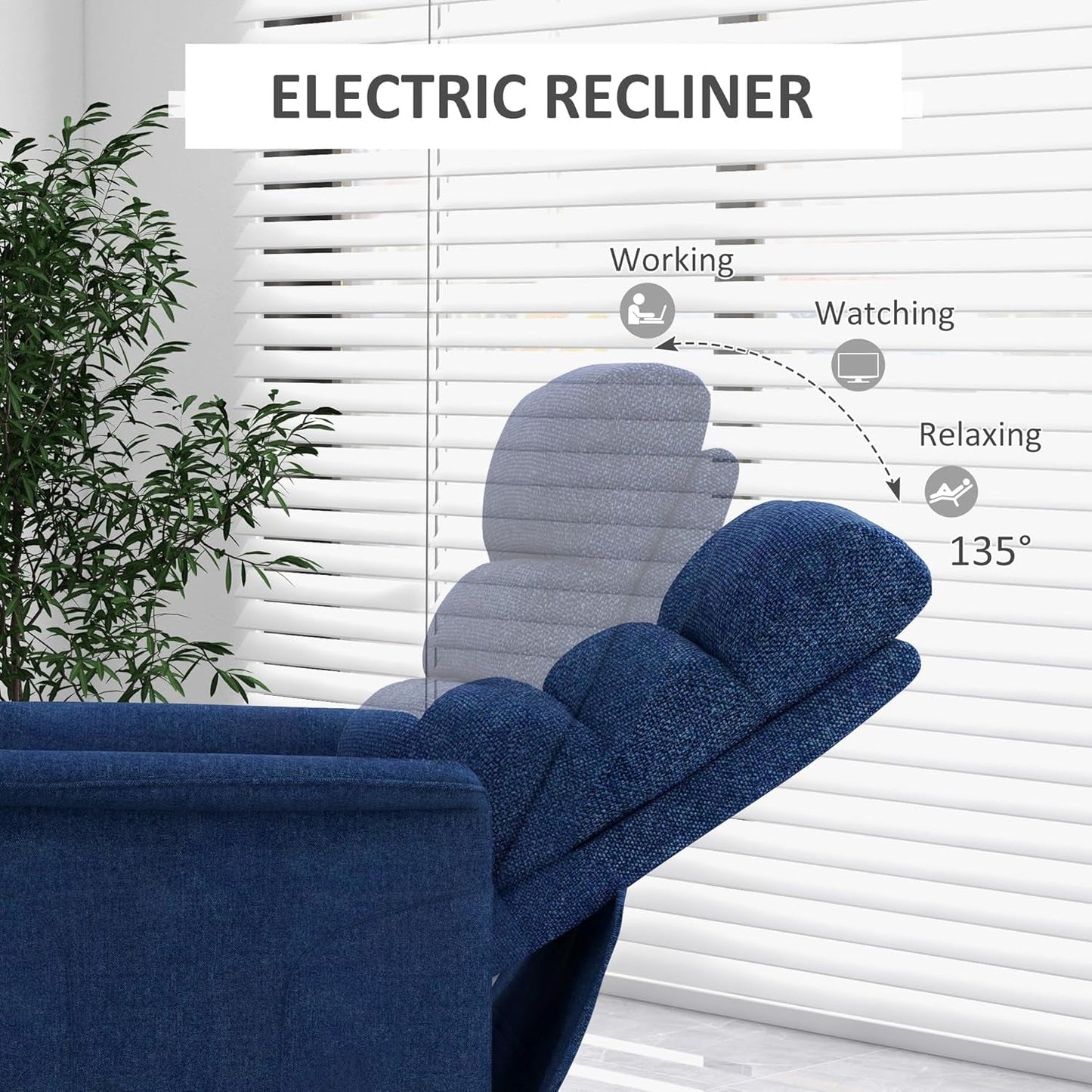 Easy Assembly Power Lift Recliner Fabric Elderly Blue-4