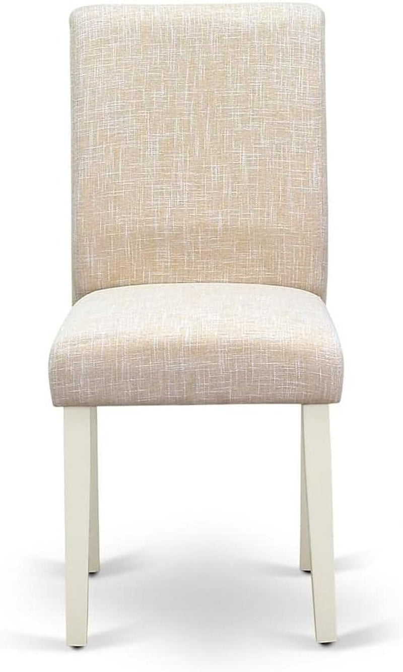 Abbott Parson Dining Room Chairs - Light Beige Linen Fabric Upholstered Chairs, Set of 2, Linen White-1