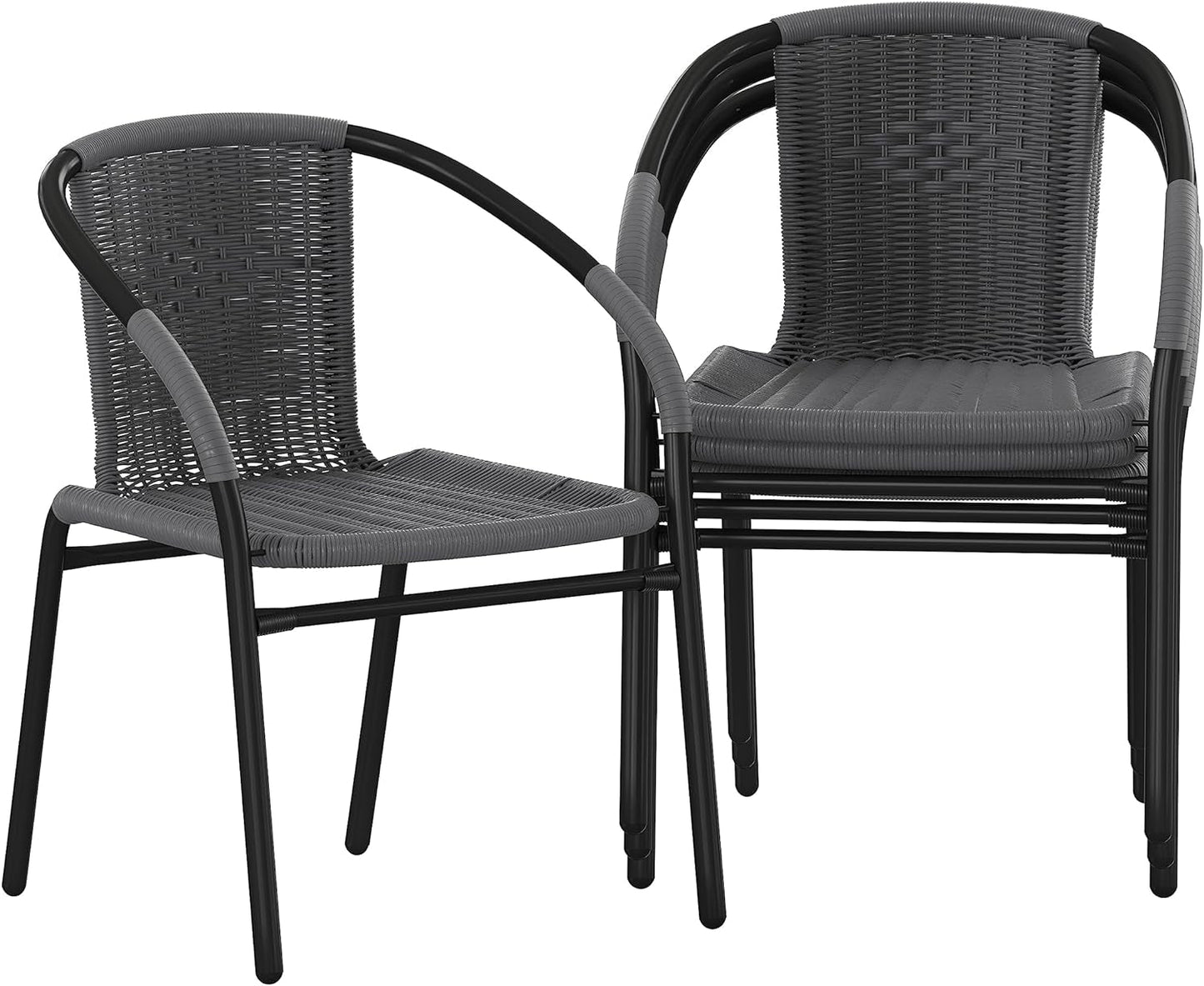 Modern Stackable Rattan Dining Chairs Set for Outdoor-0