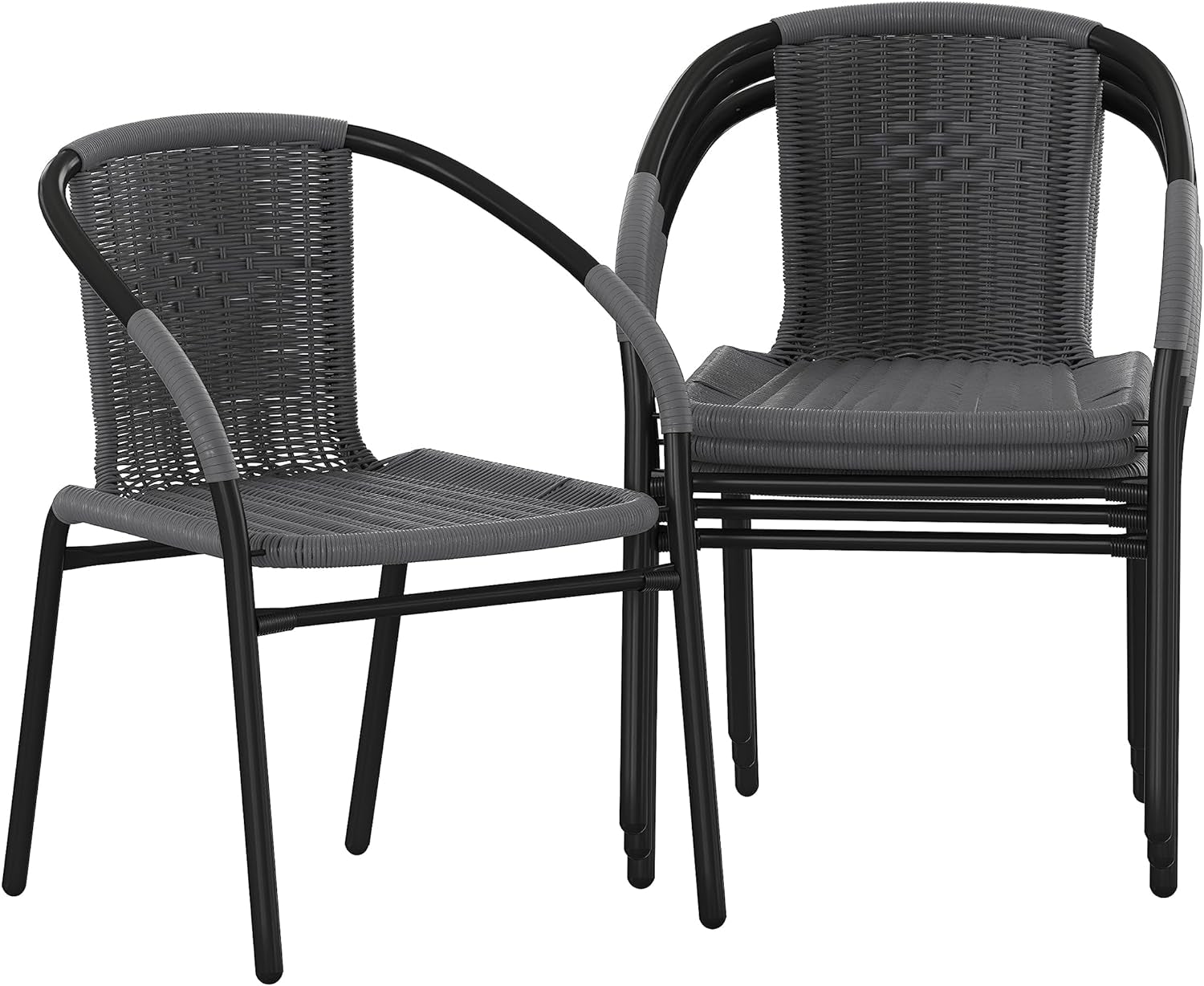 Modern Stackable Rattan Dining Chairs Set for Outdoor-0