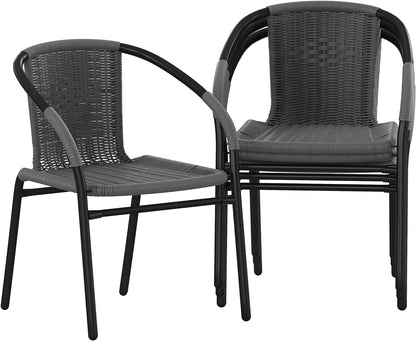Modern Stackable Rattan Dining Chairs Set for Outdoor-0