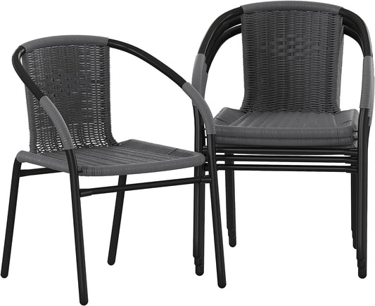 Modern Stackable Rattan Dining Chairs Set for Outdoor-0