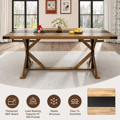 71 Inch Timbercrafted Dining Table Waterproof Surface-4