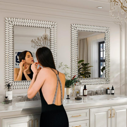 30"X40" Jeweled Bathroom Wall Mirror, Large Rectangle Mirror Decorative Mirror Luxury Vanity Mirror with Diamonds for Master Bath Half Bath Living Room Bedroom Fireplace Mantle Entryway-4