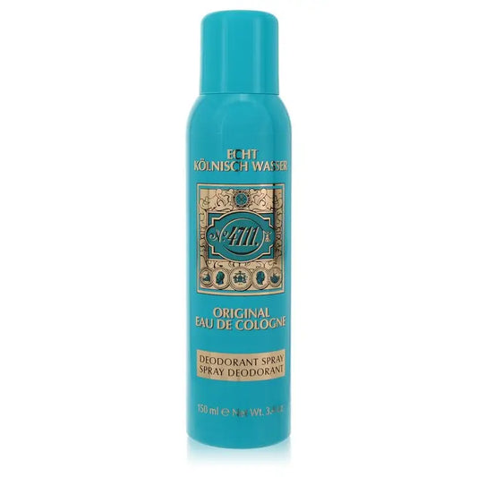 Teal deodorant spray can with decorative label from 4711 by 4711 Unisex Deodorant Spray 5 oz