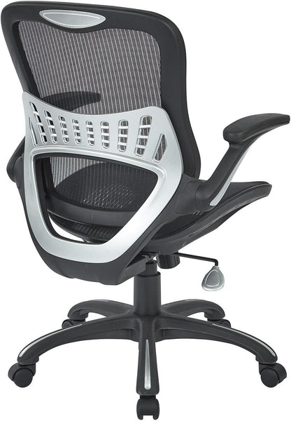 Office Star Ventilated Manager'S Office Desk Chair with Breathable Mesh Seat and Back, Black Base, Black-4