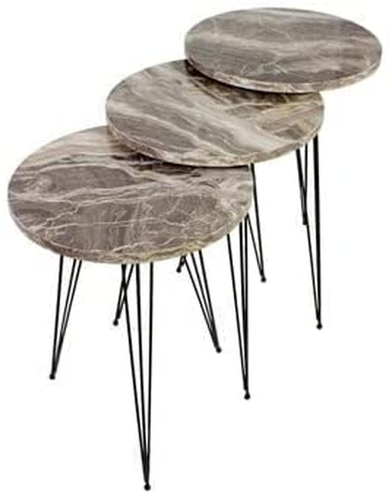 Set of 3 Grey Marble Nesting Tables-3