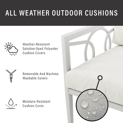 Ashford 2-Piece Outdoor Coffee Table and Loveseat Patio Furniture Set for Porch, Deck, Gray with Creme Cushions-3