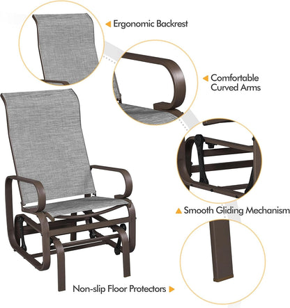 Outdoor Patio Glider Chairs with Breathable Sling Fabric-3