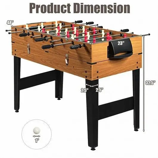48 Inch 3-In-1 Multi Combo Game Table with Soccer for Game Rooms - Color:Natural - Game Room