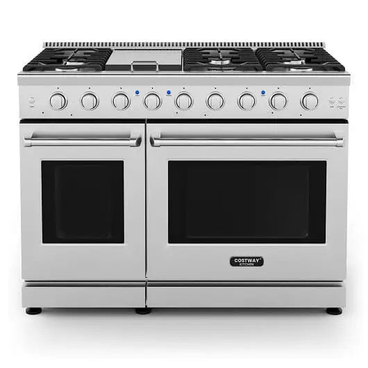 48 Inches Freestanding Natural Gas Range with 7 Burners Cooktop - Color:Silver - Gas Range