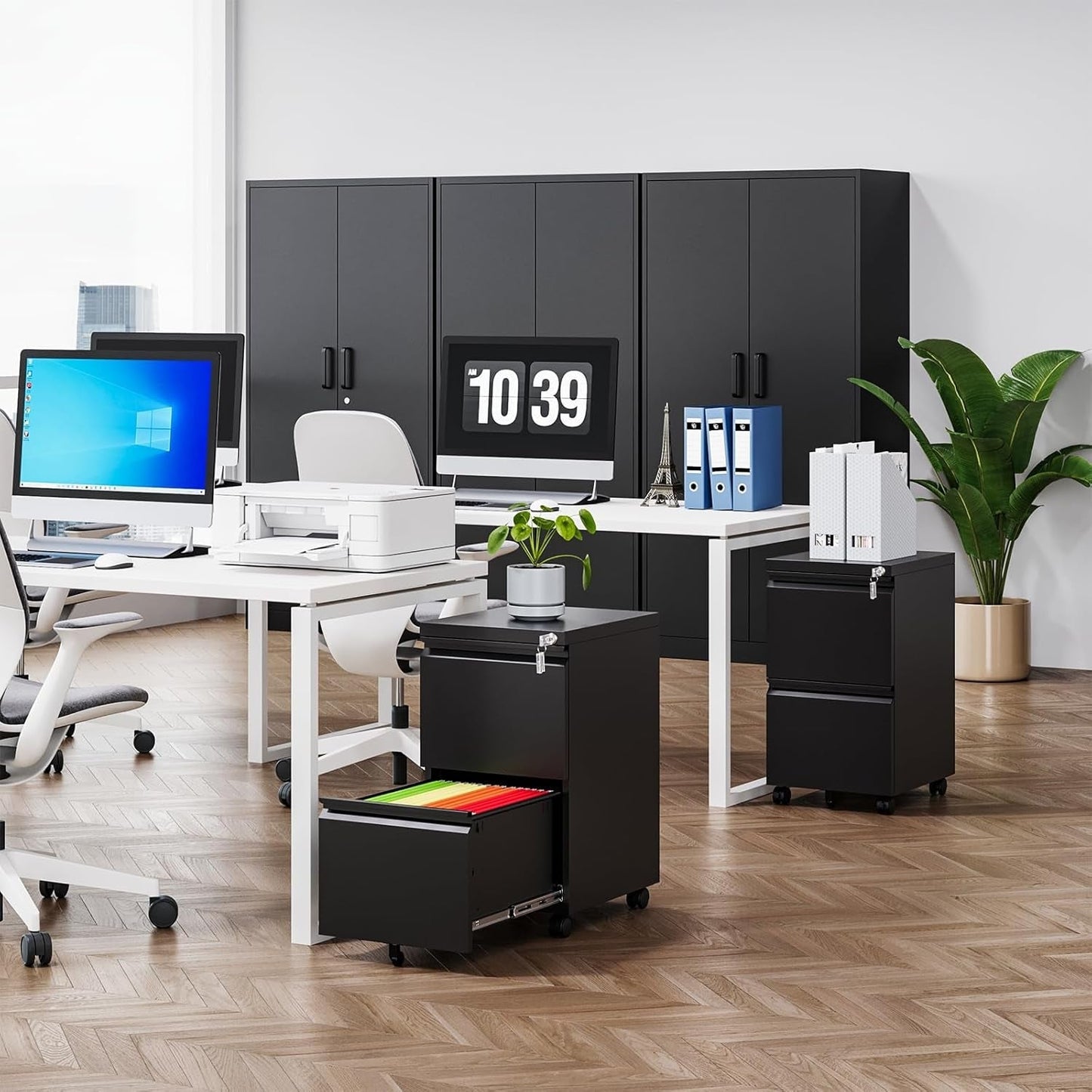 2 Drawer File Cabinet on Wheels, Home Office Mobile under Desk with Lock, Vertical Files Drawers for Legal/Letter/A4,Fully Assembled-3