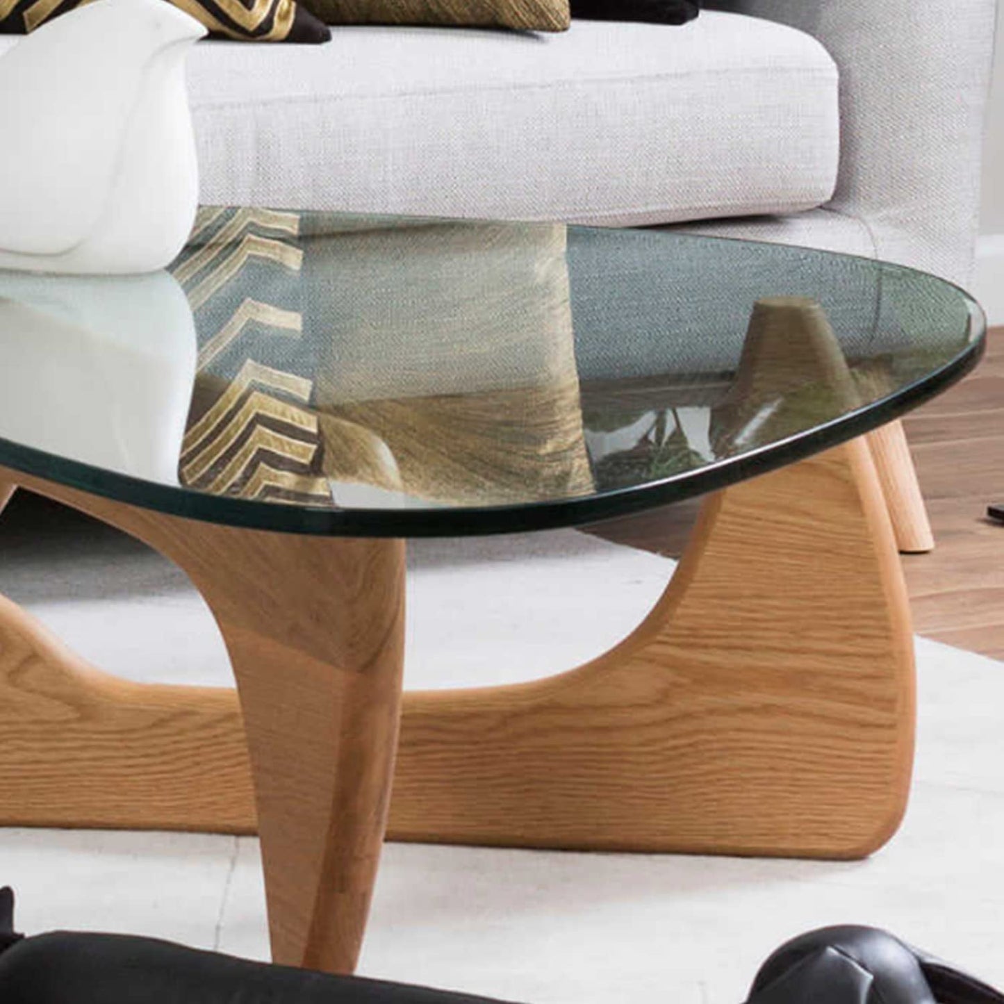 Mid Century Glass Top End Table - Light Walnut-3