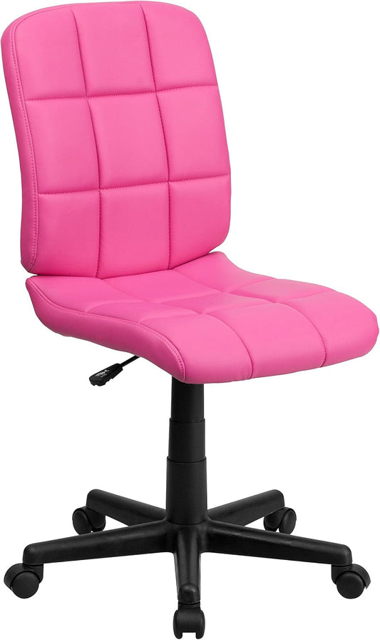 Clayton Mid-Back Pink Quilted Vinyl Swivel Task Office Chair-0