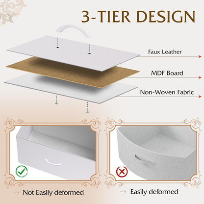 White Dresser for Bedroom, 6 Drawer Double Dresser, Fabric Storage Tower with Fabric Bins, Chest of Drawers for Closet, Living Room, Hallway-4