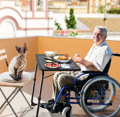 Adjustable TV Tray Table - TV Dinner Tray on Bed & Sofa, Comfortable Folding Table with 6 Height & 3 Tilt Angle Adjustments (Black)-1