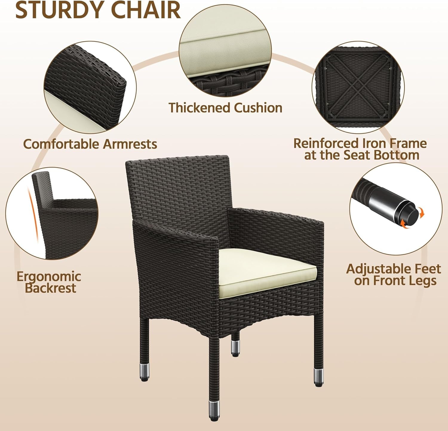 Five Piece Outdoor Rattan Furniture Set with Umbrella-4