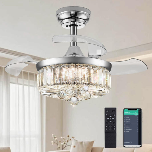 30 Inch Crystal Chandelier Ceiling Fan Illumination-0