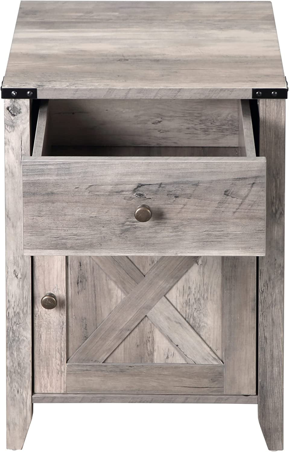 Barnwood Rustic Nightstand, Grey-4